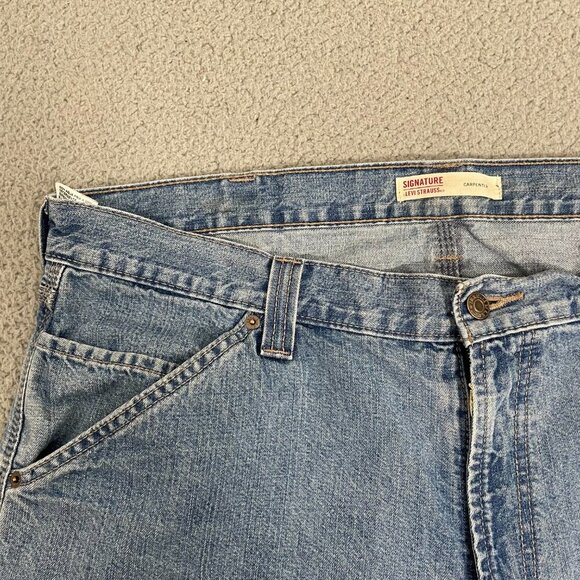 Signature by Levi Strauss Carpenter Jeans Men 40x32 Blue Light was Utility Denim - Picture 6 of 11